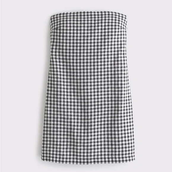 NWT Abercrombie Scarlett Strapless Linen-Blend Skort Dress in Gingham - Picture 6 of 10